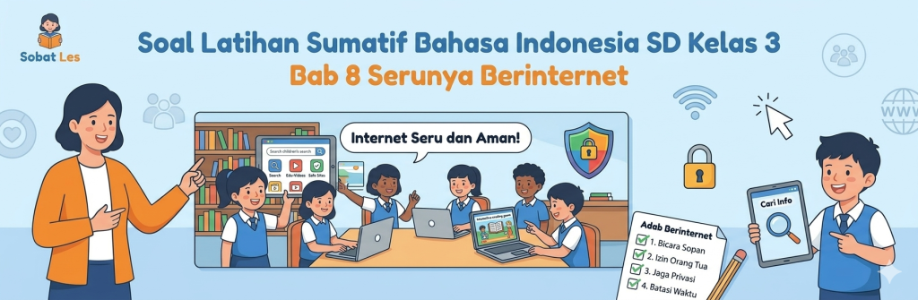 Soal Latihan Sumatif Bahasa Indonesia SD Kelas 3 – Bab 8 Serunya Berinternet